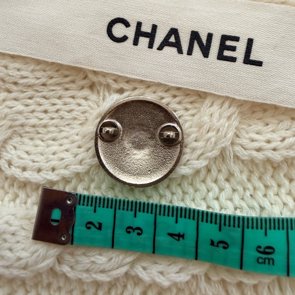 Vintage Chanel Silver Tone CC Button - Picture 2 of 2